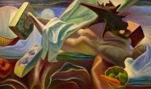 Still Life with Pumpkin, Statue, and Cinderblock, ca. 1950s