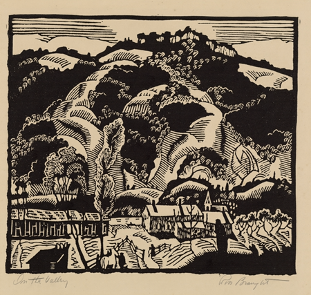 In the Valley lino cut print